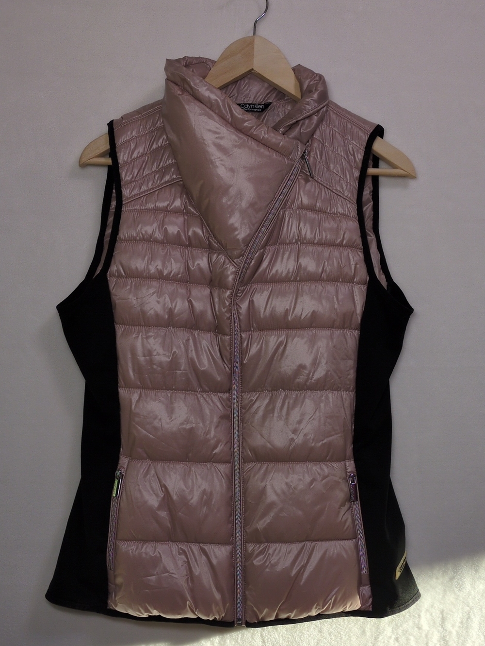 Calvin Klein Performance Puffer Vest Mauve Pink Quilted Zip Front Size M